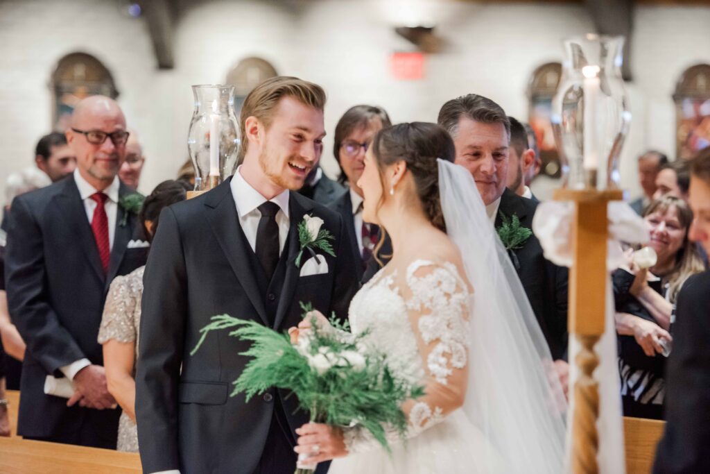 Catholic wedding, winter wedding, Our Lady of Mt. Carmel