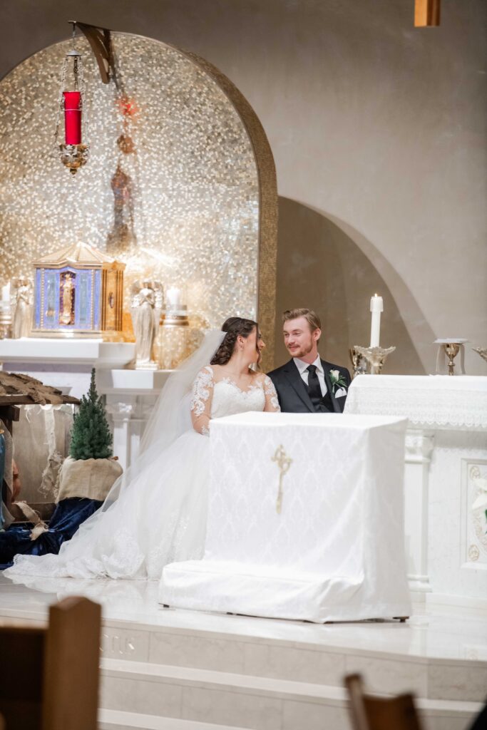 Catholic wedding, winter wedding, Our Lady of Mt. Carmel